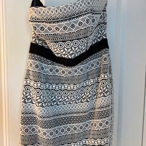 Cynthia Steffens black with lace dress